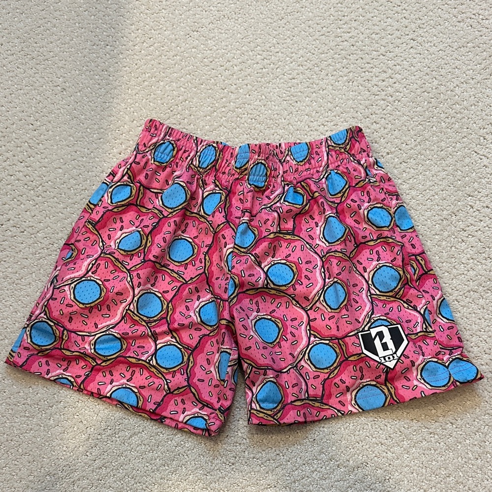 Baseball Lifestyle 101 Pink Donut Patterned Kids Shorts